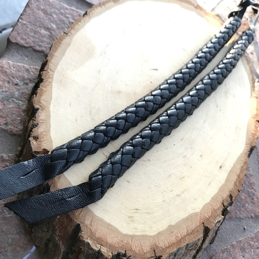 SOLD Genuine black leather band bracelet - Picture 4 of 8